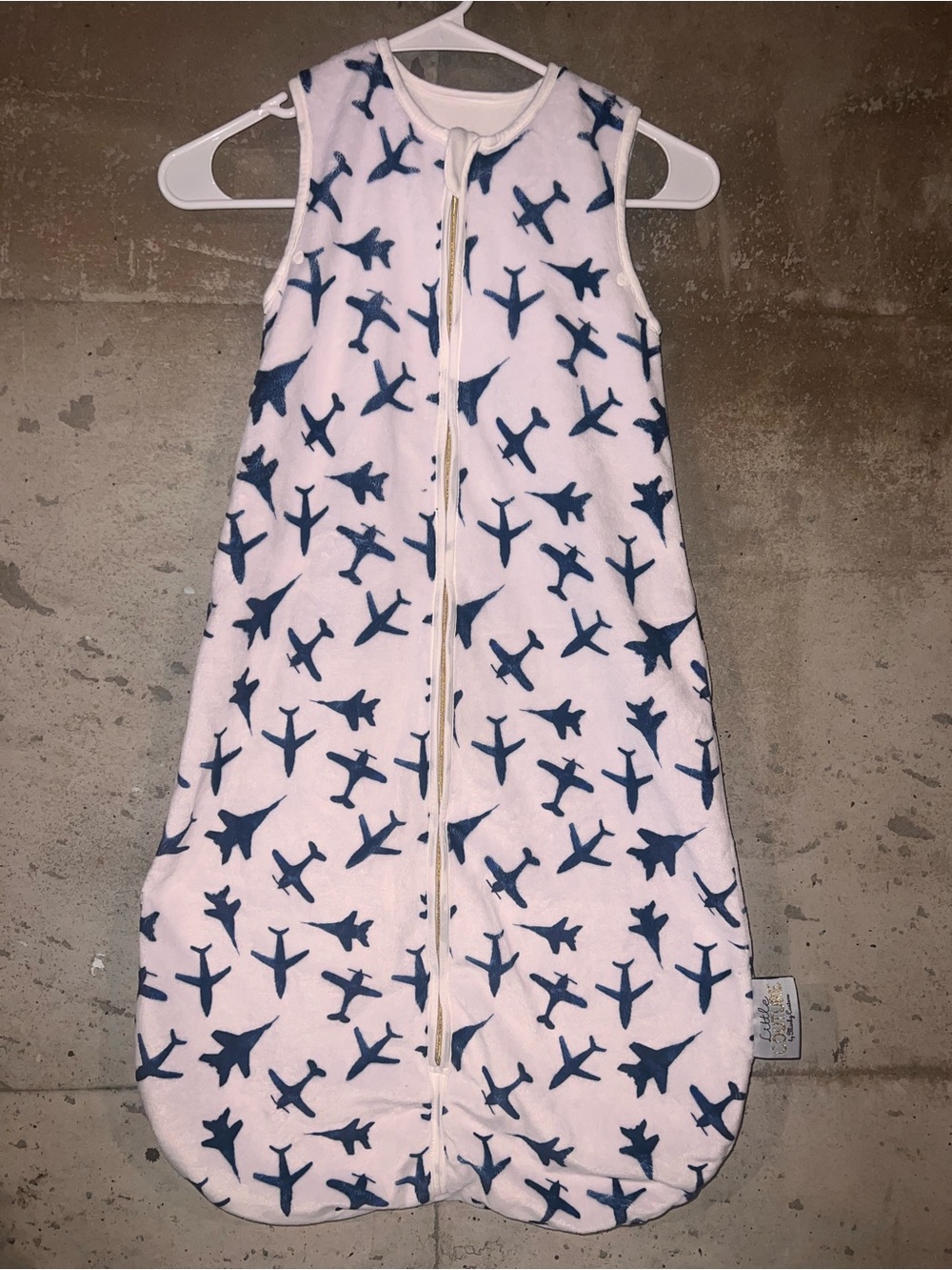 Sleeveless Pink Kids Sleep Sack with Navy Airplane Print